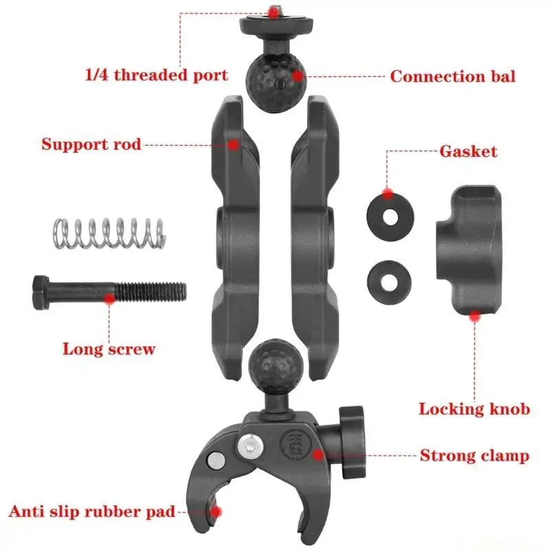 E56B Camera Clamp Mount Round Mount for Action Cameras Socket Arm Round Head Adapter