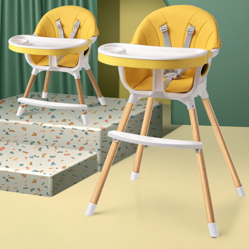 1pc 3-in-1 high chair for toddlers, convertible infant high chair with removable tray and adjustable legs with harness