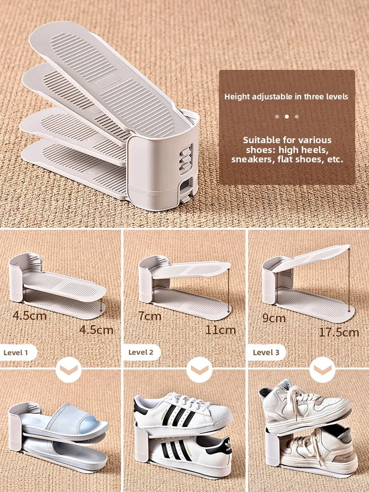 

Adjustable Double Layer Shoe Storage Box Cabinet Organizer Plastic Japanese Style Home Storage Utility for Everyone