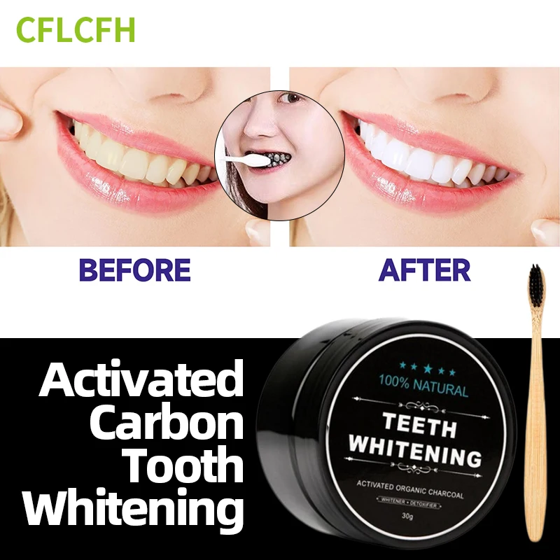 

Tooth Whitening Powder Teeth Whiten Remove Plaque Stains Oral Hygiene Clean Fresh Breath Natural Activated Charcoal Dental Care