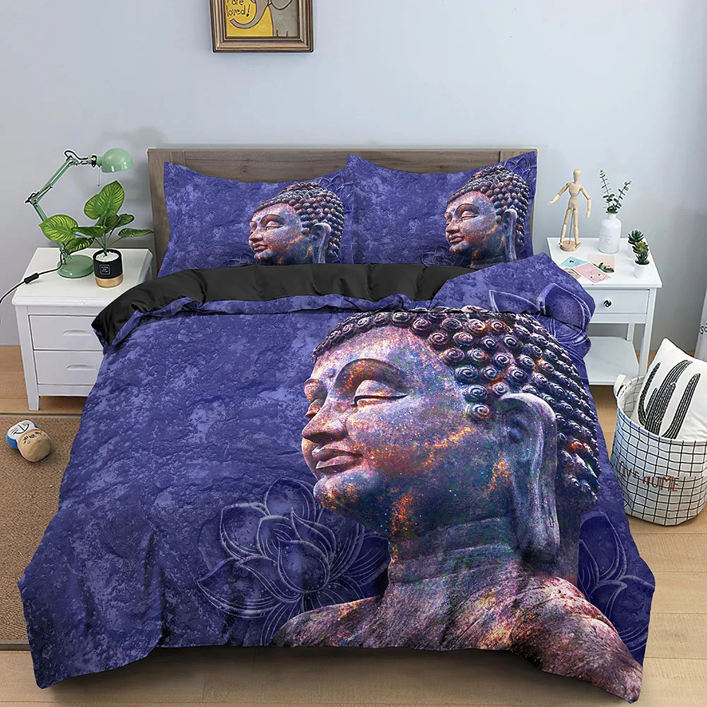 Buddha Duvet Cover Set Religion Mandala Style 3D Print Comforter Cover King Queen Size For Kids Teen Adult Polyester Bedding Set - Image 2