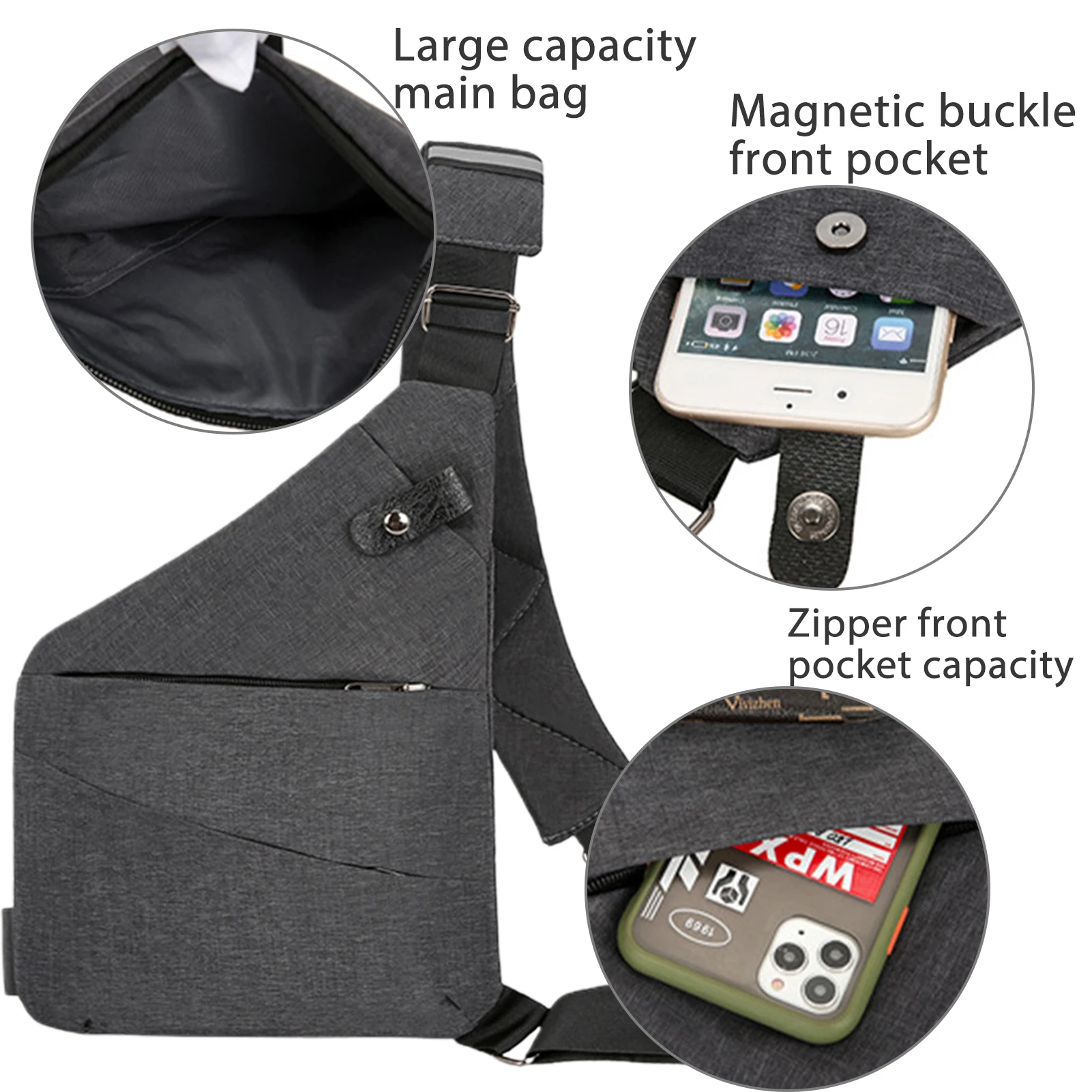 Personal Flexes Bag For Men,Adjustable Shoulder Strap Anti-Theft Chest Bags,Mini Cross Body Bag,Shoulder Bags,For Outdoor Sports