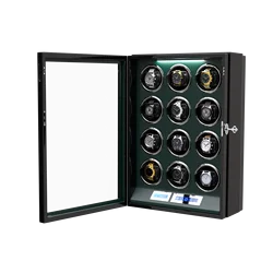 Luxury Watch Storage Box 12 Watch Winder Automatic Winding With Touchscreen, Mabuchi Motor with LED Light