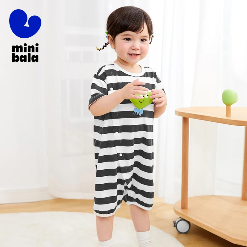 Mini Bala Suit Boys Girls Baby Onesie 2024 Summer New Unisex Children Pure Cotton Moisture-Wicking Quick-Dry Crawling Suit