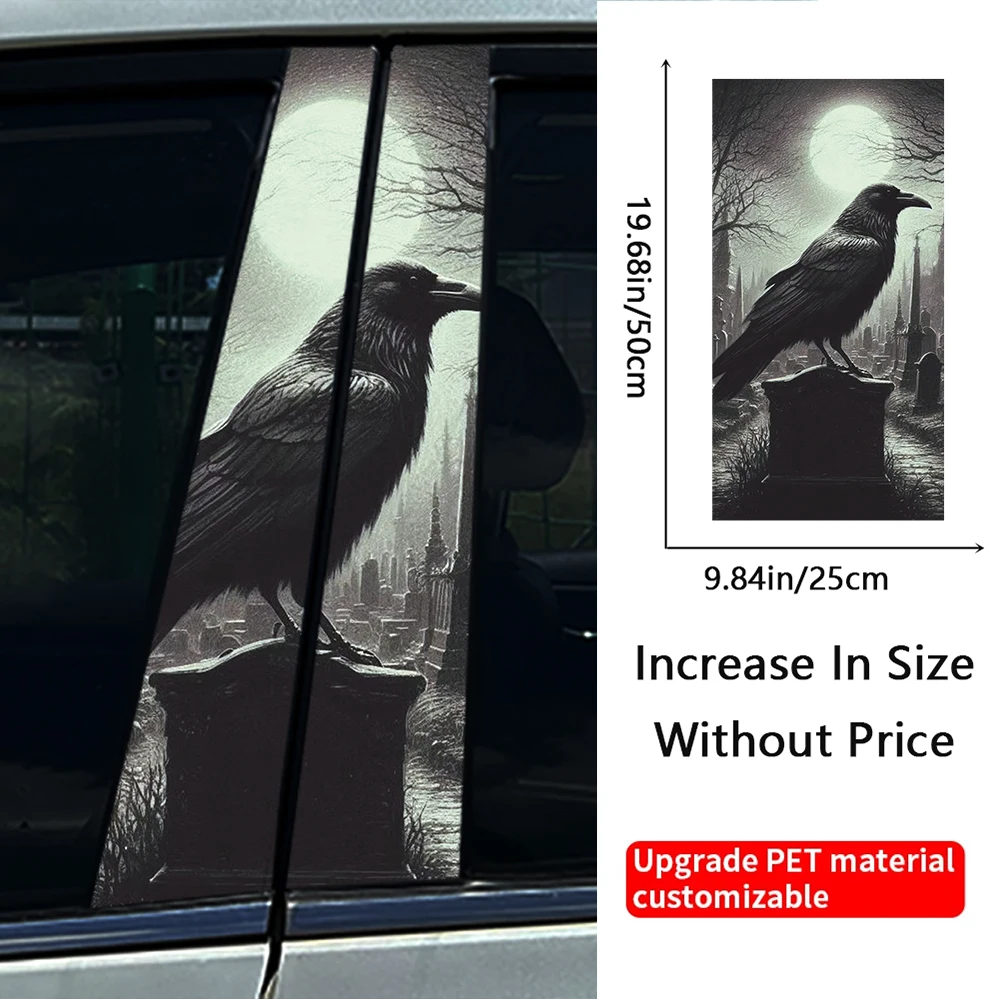 Gothic Graveyard Crow Raven Car Stickers Waterproof Decals Creative Occlusion Scratch Decor Car Accessories For Audi Mercedes