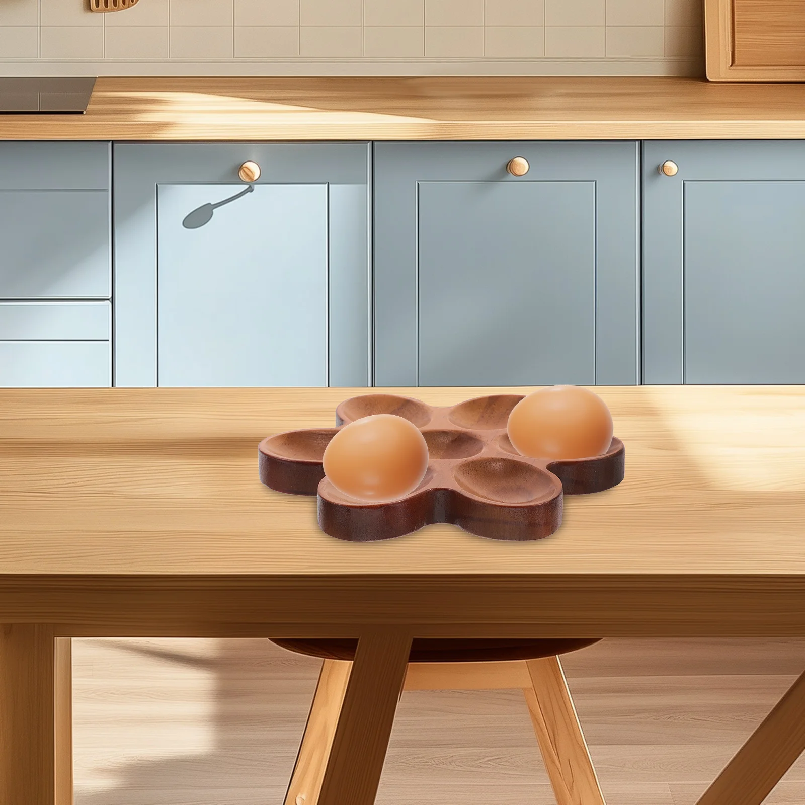 

Wooden Egg Tray Counter Top Holder Fresh Storage Khaki Deviled Platter Creative Rustic Organizer Natural Material Egg Stand