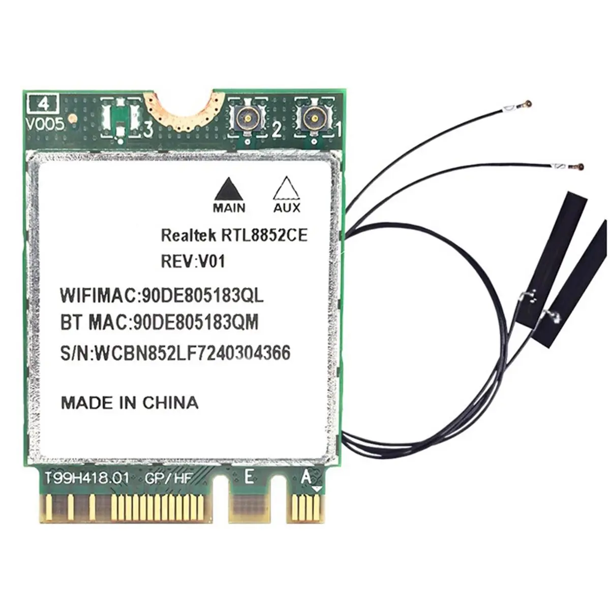 A49T WiFi 6E RTL8852CE M.2 Network Card 5400Mbps Bluetooth 5.4 Wireless Wifi Adapter Tri Band 2.4/5/6GHz with Antennas