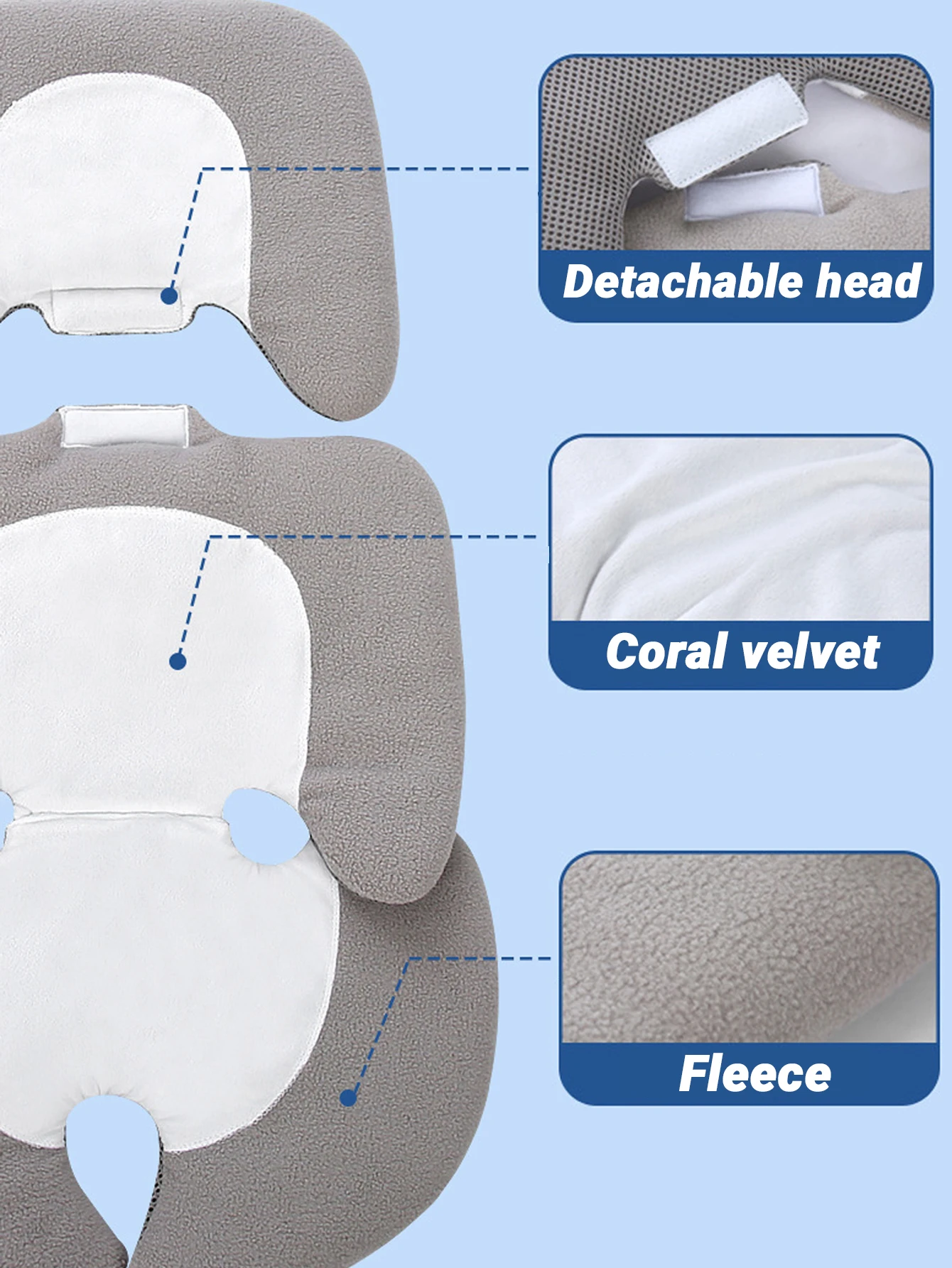 Detachable baby Stroller Cushion Infant Car Seat Insert Head Body Support Pillow Pram Thermal Mattress Mesh Breathable Liner Mat