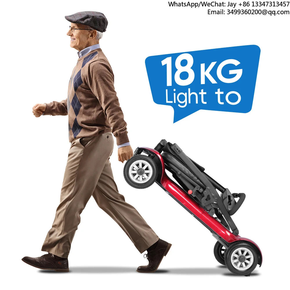 

Compact Foldable Lightweight 4 Wheel Mobility Scooter Brushless Ultra Light Weight Travel Portable Electric Scooter For Disabled