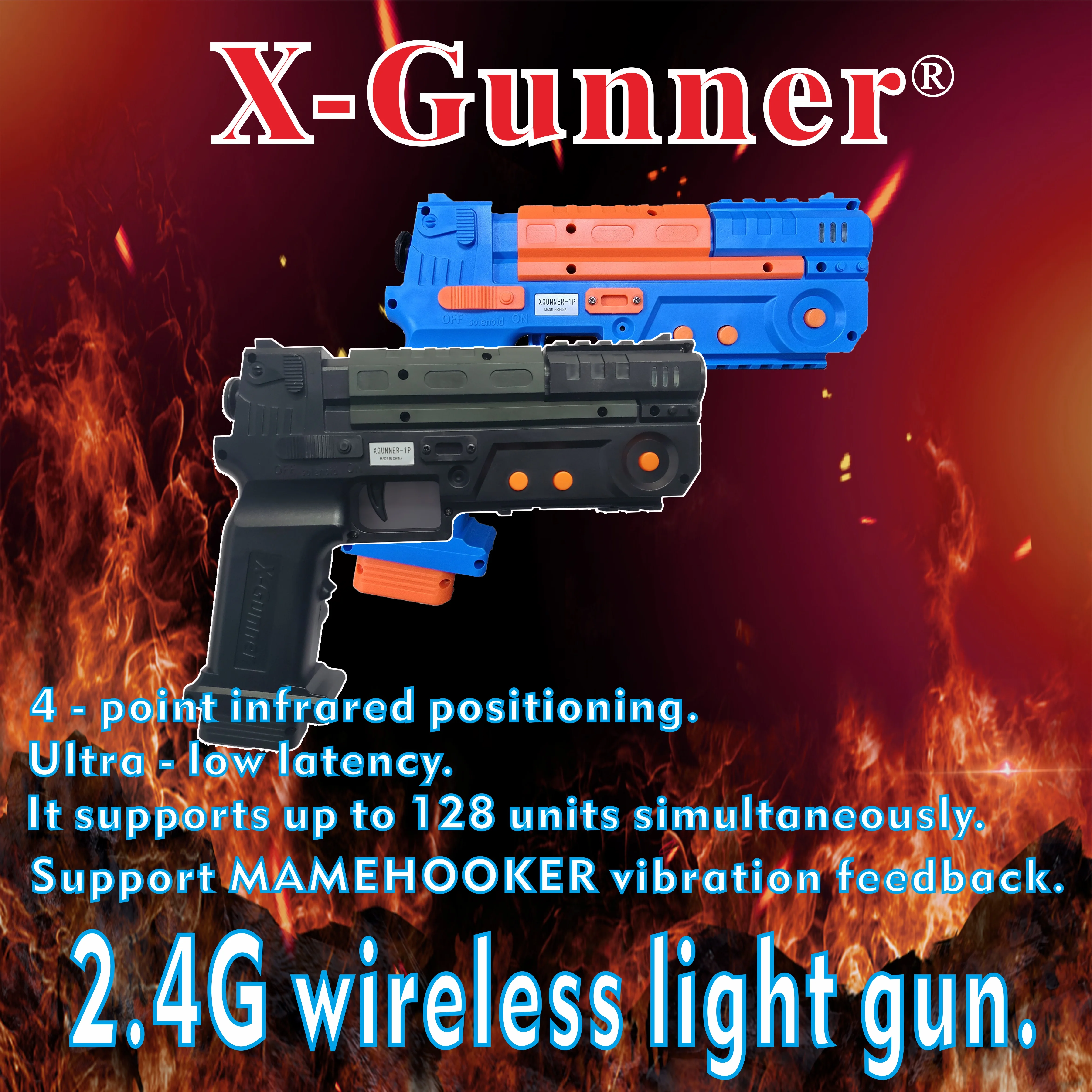 X-GUNNER XGUNNER 2.4G ปืนไฟเล่นเกมไร้สาย, ปืนไฟไร้สาย, ปืนสัมผัสสัมผัส, ฟังก์ชั่นไกลเกิน GUN4IR, ปืนสองปืน