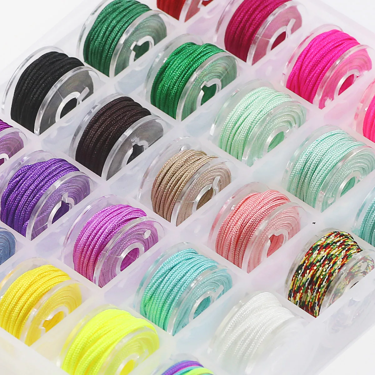 Boxed 25 Roll Crafts Nylon Cord For Jewelry Making Beading Braided Nylon Satin String for Bracelets Rattail Trim Chinese Knot