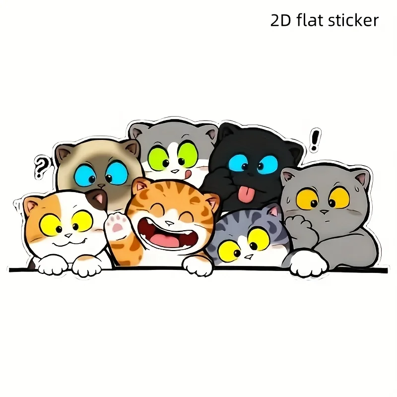 

A set of cute cartoon cat stickers on the side window of the car - durable and waterproof