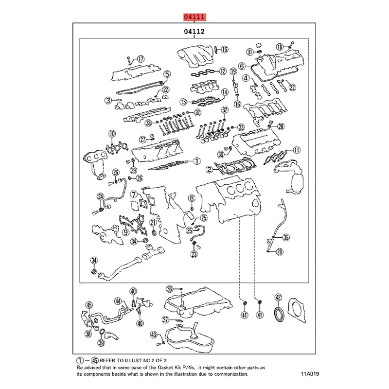 04111-36040 Engine Full Gasket Set for Toyota Highlander Venza Sienna Lexus RX 2.7L 2008-2016 Cylinder Head Repair