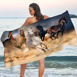 Vintage Horse Pattern Microfiber Towel Blanket – Absorbent, Soft & Versatile for Beach and Home Decor