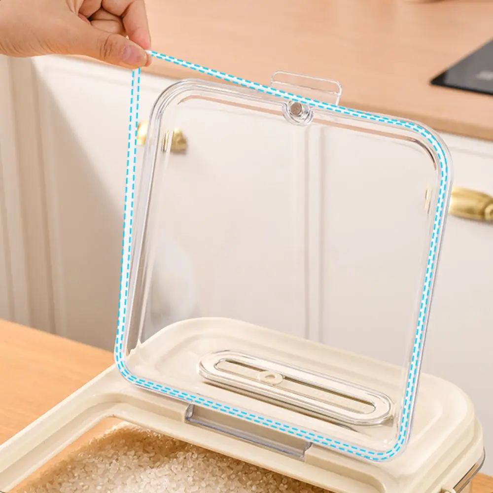 حاوية تخزين الأرز الشفافة المقاومة للرطوبة، تصميم مختوم، حاوية تخزين الطعام سميكة ذات سعة كبيرة، علبة محكمة الغلق #5