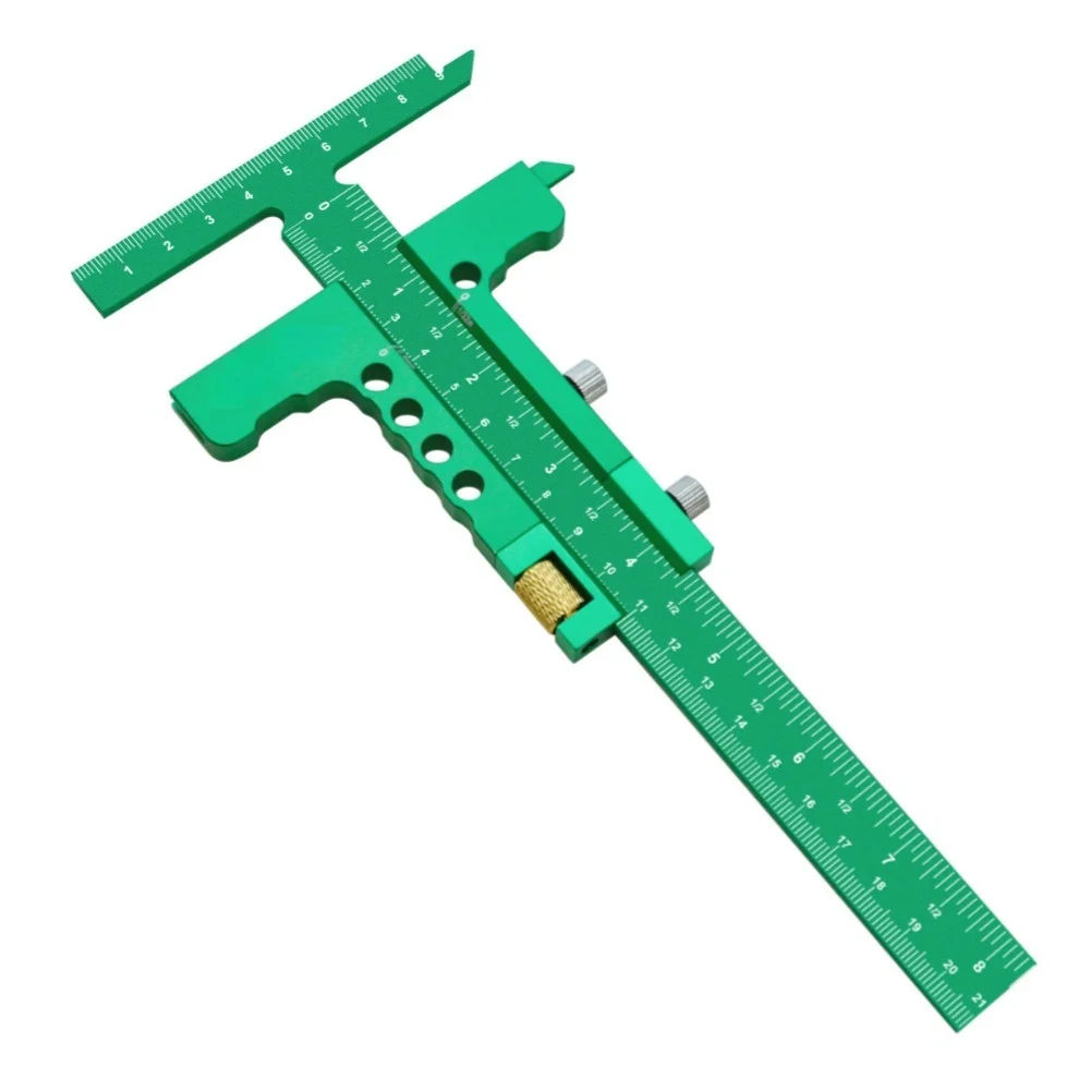 Aluminum Alloy Sliding for T Square Ruler for Woodworking Dual Scale Metric 32x17x4.5cm Green Measuring Instrument