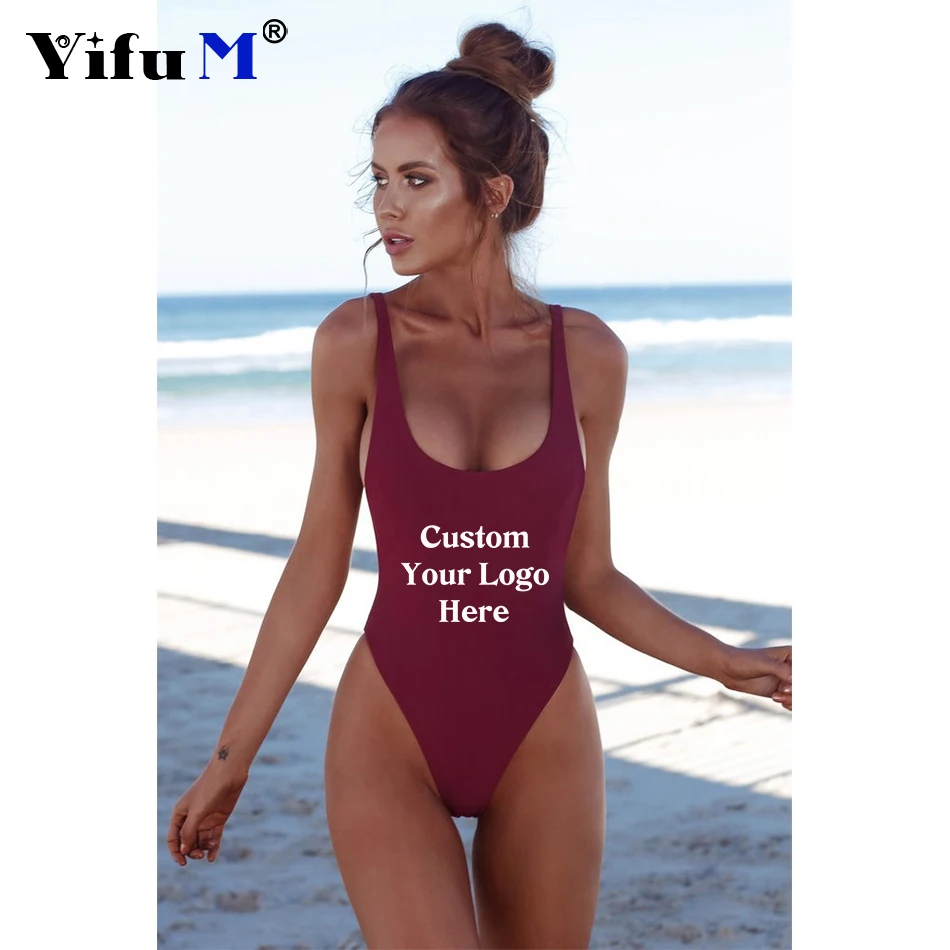 

DIY Logo Women Sexy Back Swimwear One Piece Swimsuit Bikini Bathing Suits Elastic Cut Low High Swimwear Tankinis Set For Ladies