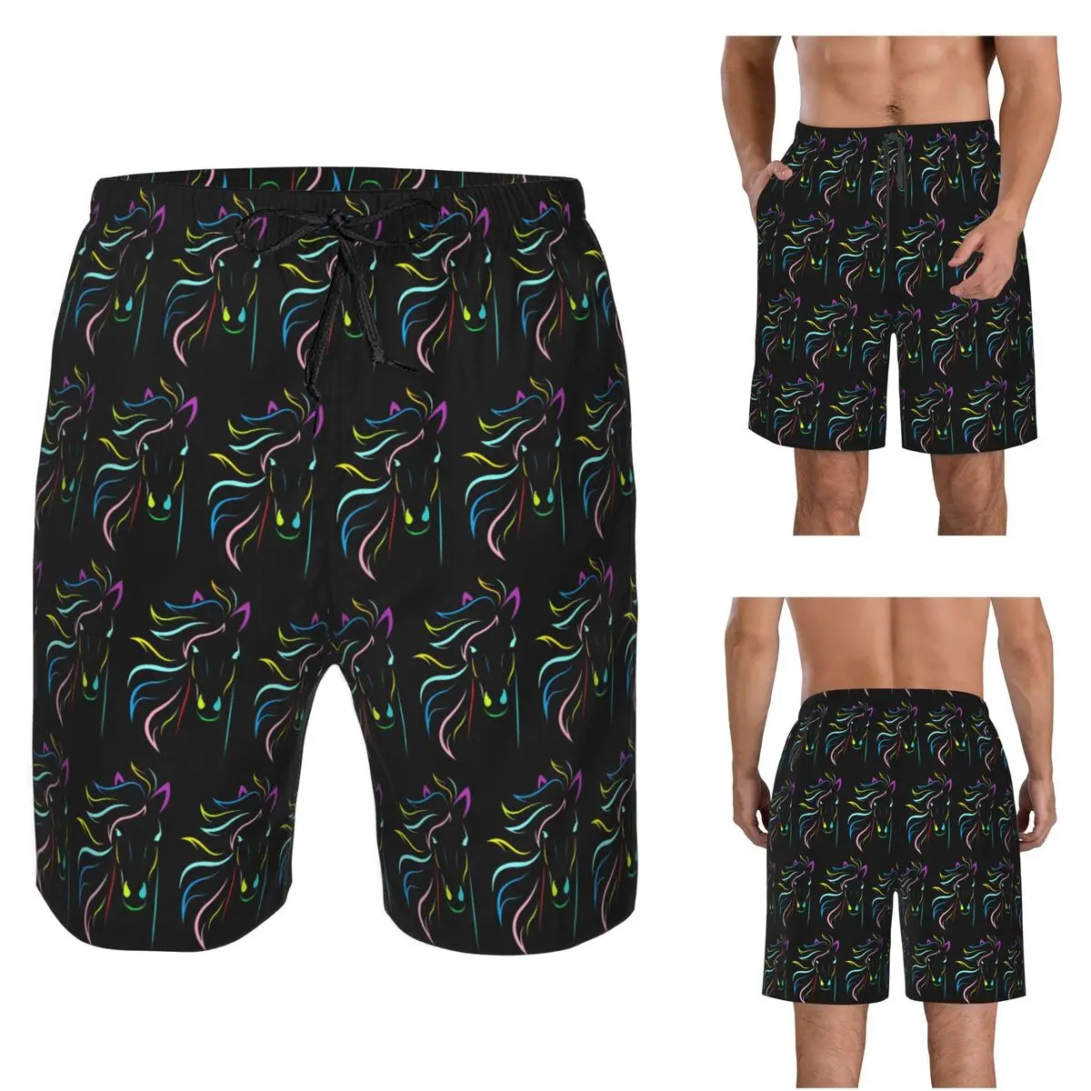 Magical Horse Trunks Beach Board Shorts Casual Quick Dry Swimming Summer Men Pants