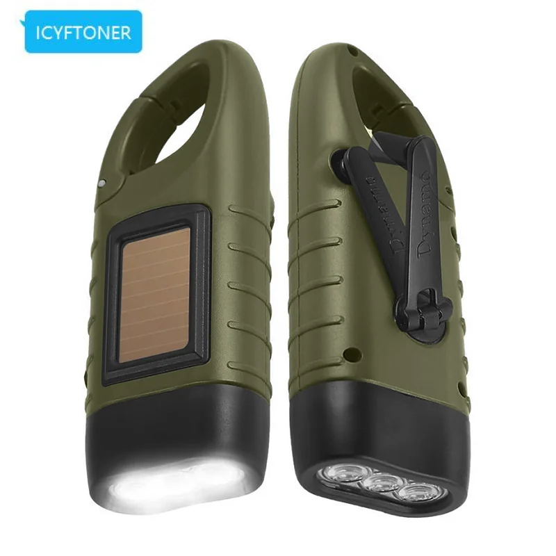 Power Generation Strong Light Portable Emergency Backup Self-Generating Flashlight Hand Crank Outdoor Screen LED Screen