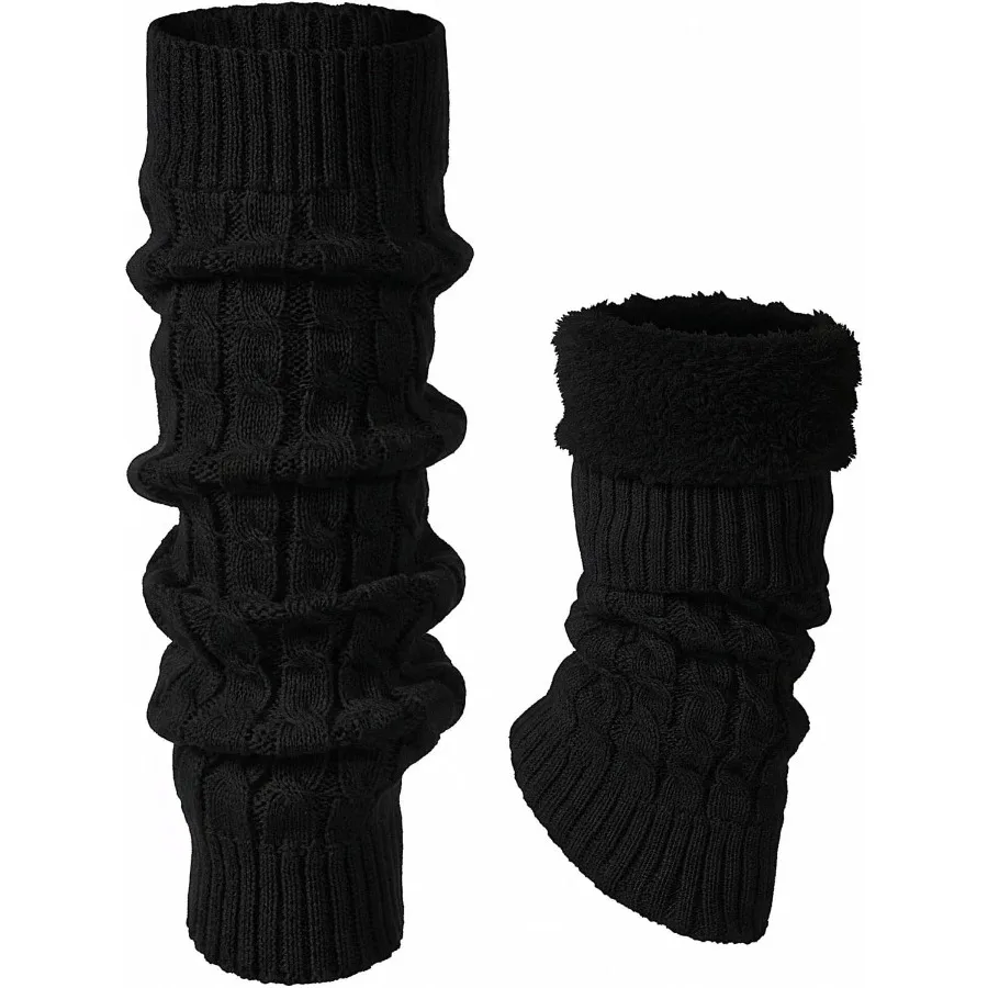 

Зимние гетры для женщин, черные вязаные длинные гетры, мягкие с напуском до колена, стиль 80-х годов для вечеринок, спортивных мероприятий, активного отдыха на открытом воздухе