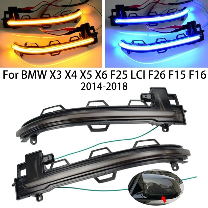 

For BMW X3 X4 X5 X6 F25 LCI F26 F15 F16 2014-2018 Car LED Dynamic Turn Signal Light Side Blinker Rearview Mirror Indicator