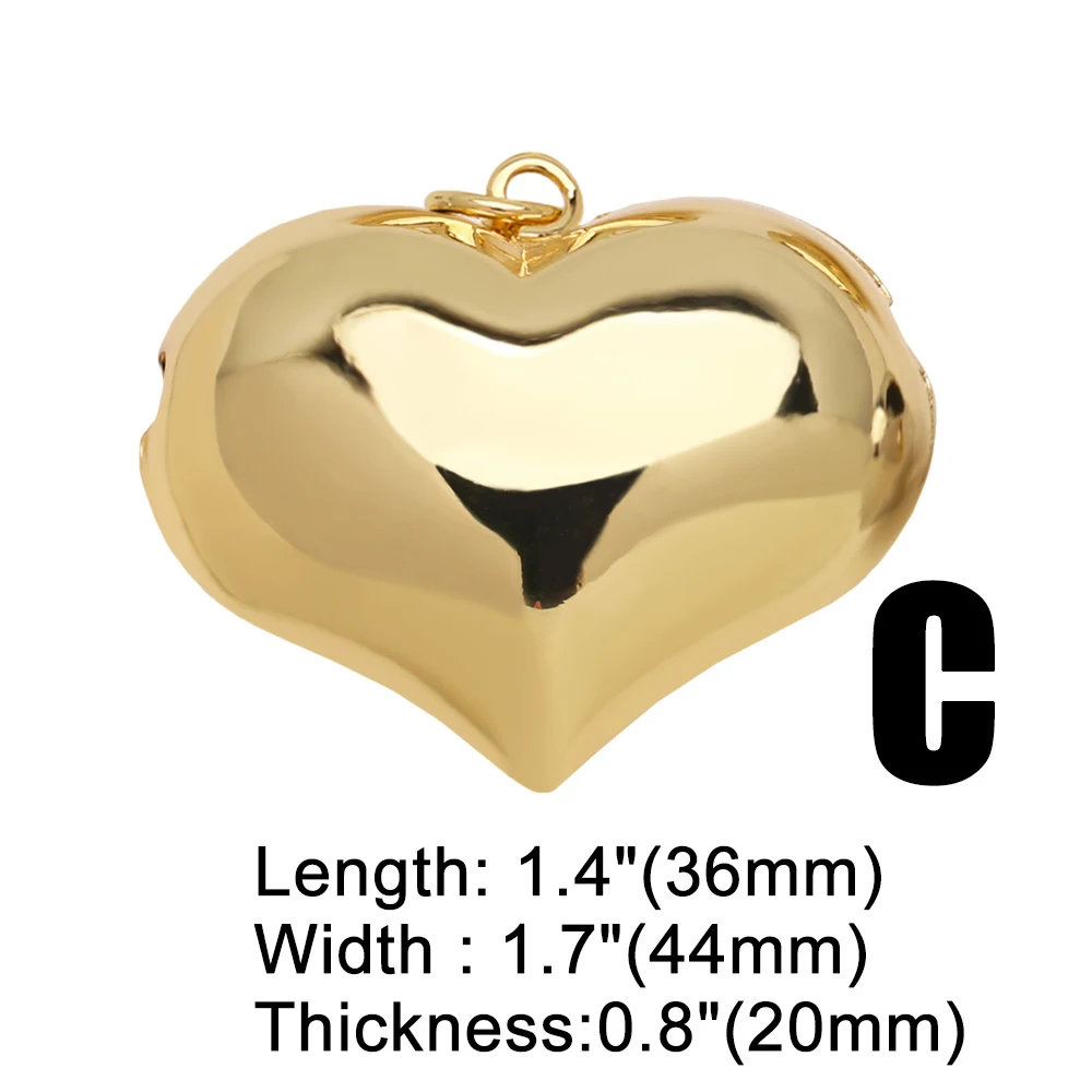 OCESRIO Trendy Polish Gold Silver Color Heart Pendant for Necklaces Copper Gold Plated Jewelry Making Supplies Wholesale pdtb498