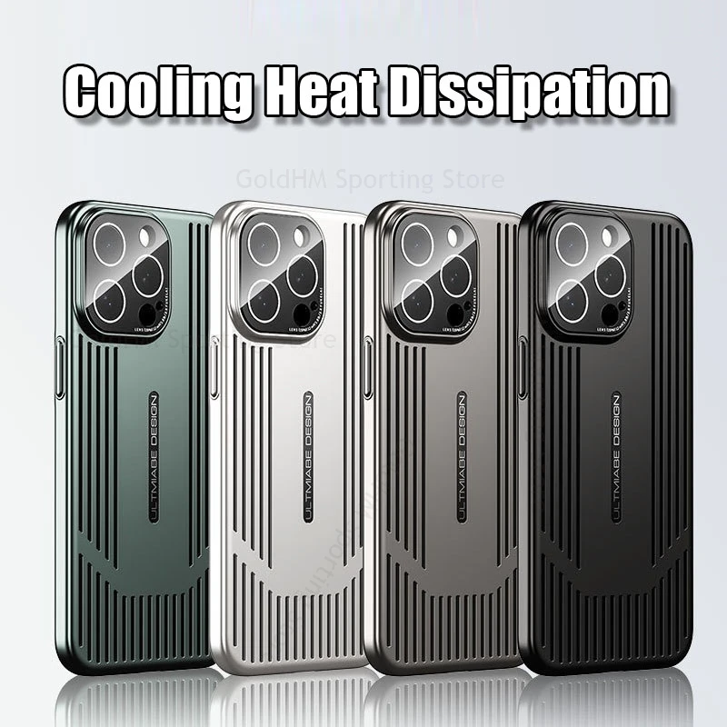 

6D Plating Cooling Heat Dissipation Case For iPhone 16 Pro Max 14 13 15 Pro Camera Lens Protection Hollow Out Matte Back Cover