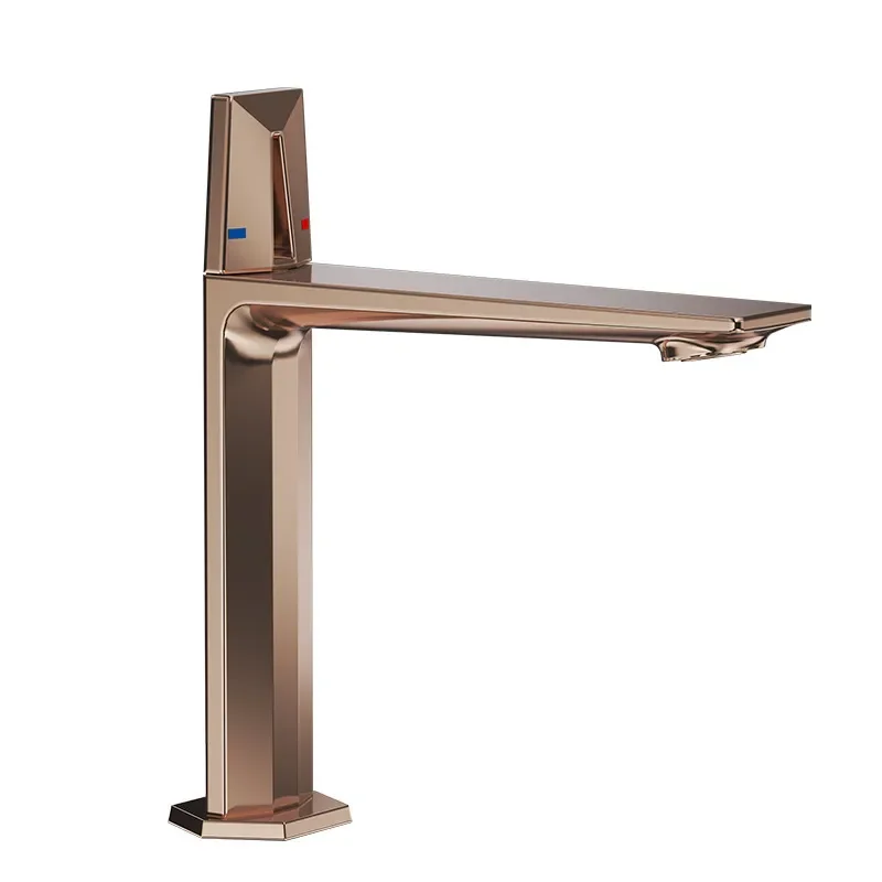 Rose Gold Bathroom Basin Faucet Hot and Cold All Copper Luxury Counter Top Wash Sink Mixer Tap Heightened Design