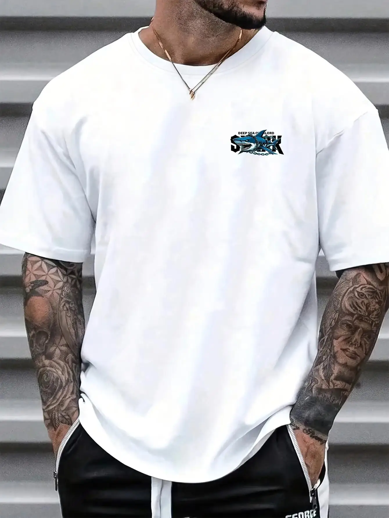 Men'S Plus Size Men'S Casual T-Shirt Comfortable Crew NecWashable Ideal for Summer, Street Fashion StylePlus Size for All-Season Outdoor, Beach, Loose Fit for Maximum Comfort, Loose Fit Plus Size