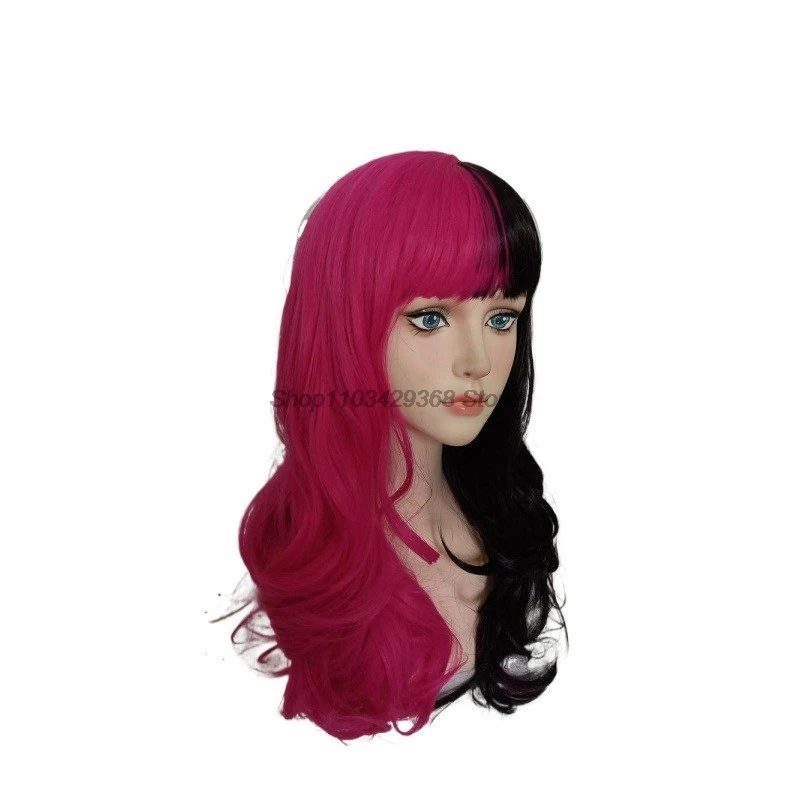 Movie Draculaura Cosplay Costume Wigs Long Black Pink Heat Resistant Synthetic Hair Halloween Party Role Play Carnival Props