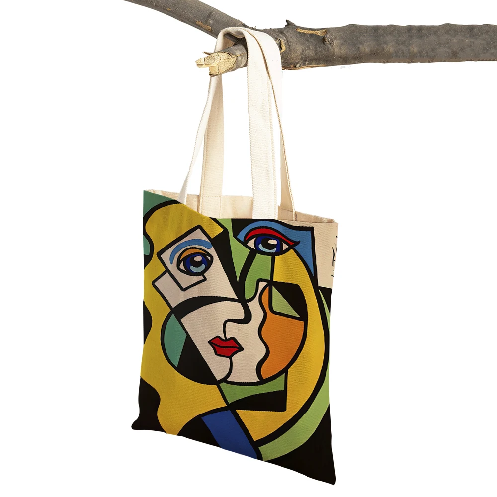 Picasso Abstract Art Anime Women Shopping Bags Double Sided Eco Casual Canvas Shoulder Handbag Vintage Shopper Bag