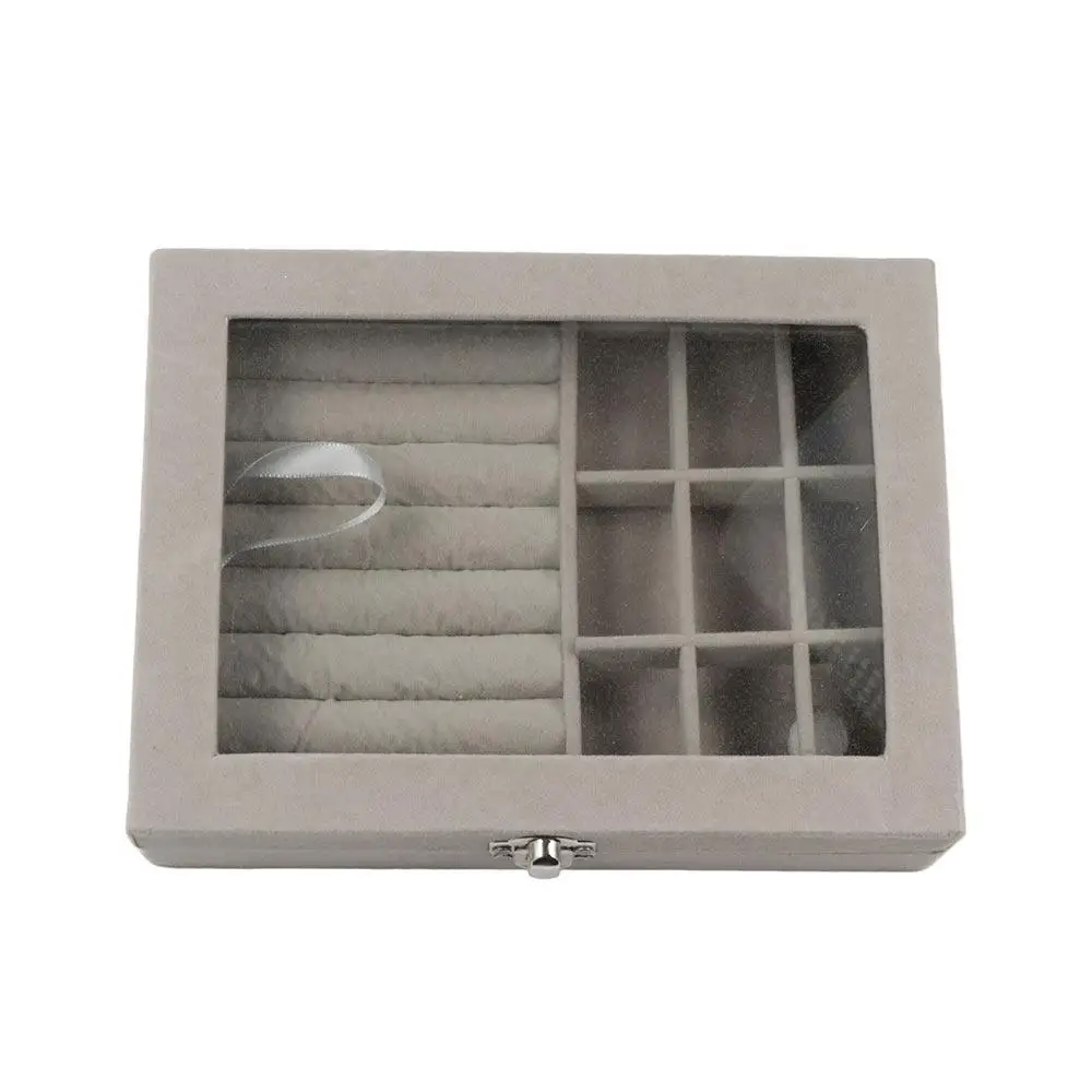 Women Lady Fashion Jewelry Box Velvet Ring Necklace Organizer Box Jewelry Show case Display Tray Holder Storage Case