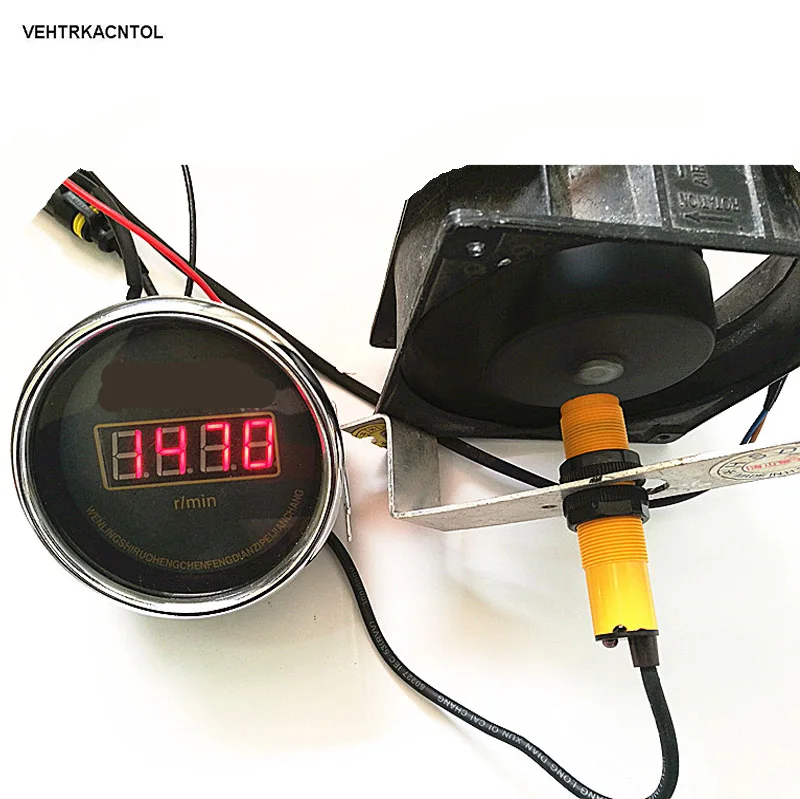 New 12v 24v Diesel Excavator Boat Car Truck Magnetic Induction Tachometer Tach Gauge Hour Meter RPM Guage With Sensor