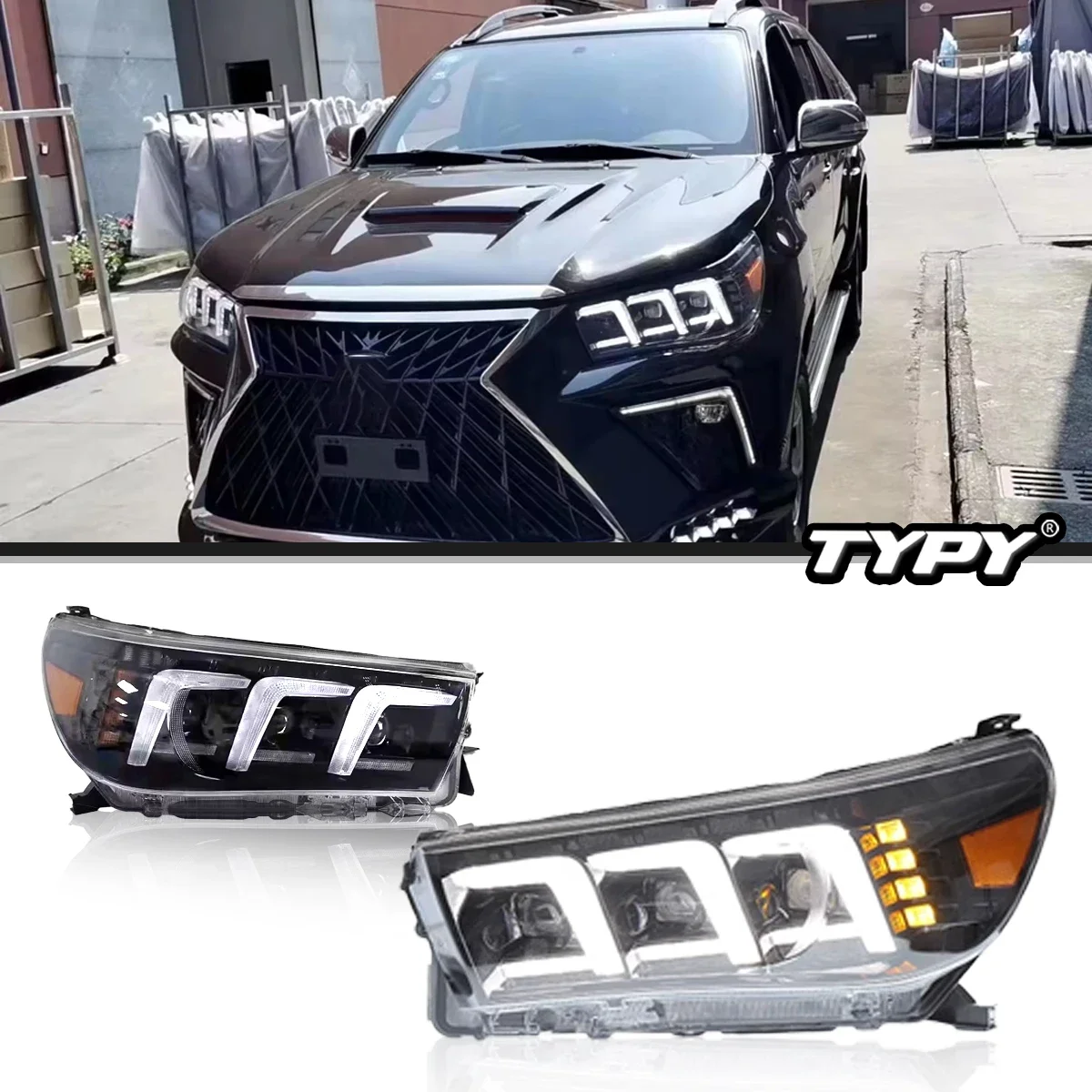 

Автомобильный свет TYPY для Toyota Hilux 2015-2020, фара, светодиодный проектор, дневные ходовые огни, автомобильные аксессуары