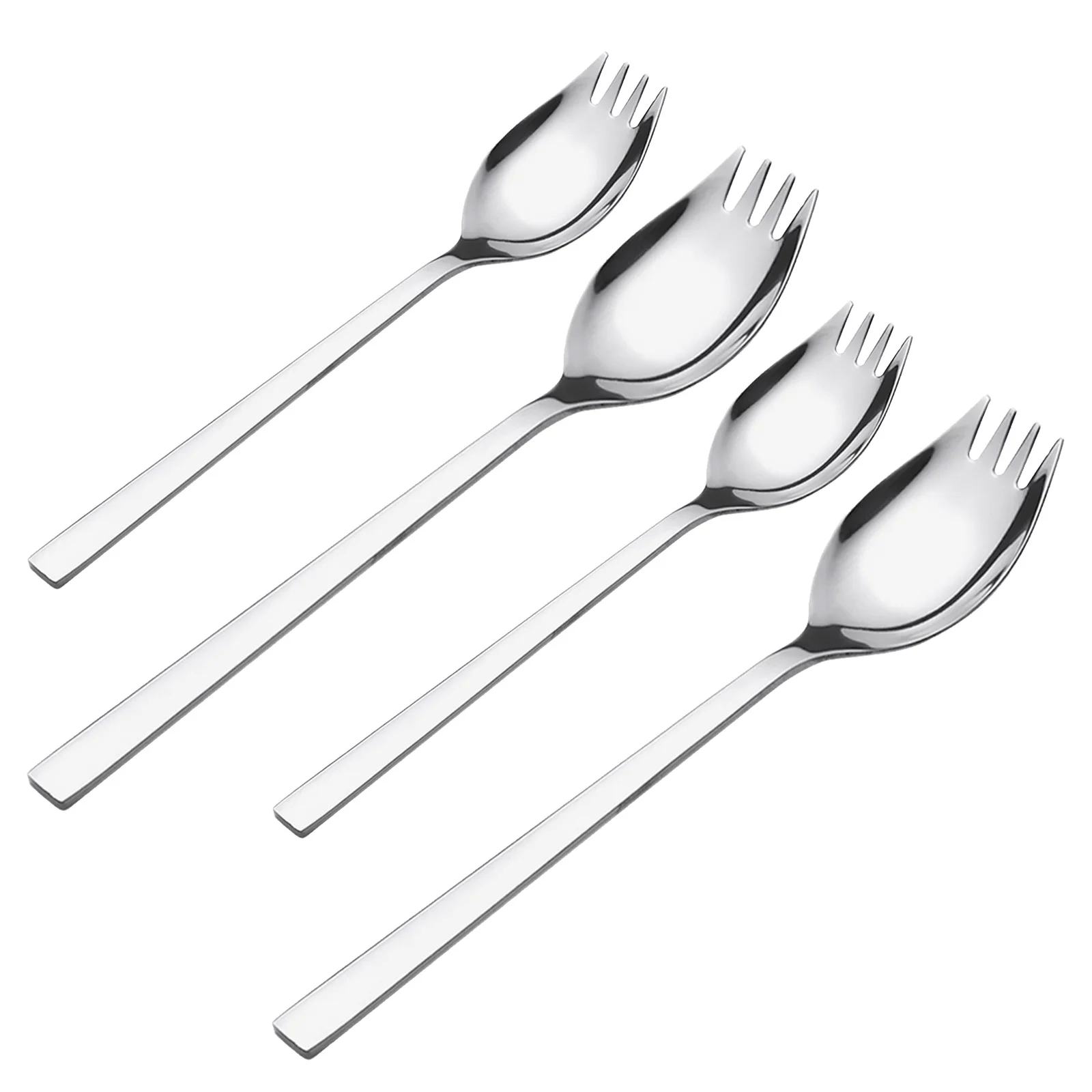 

4pcs Long Handle Salad Forks Stainless Steel Reusable Sporks For Camping Hiking Back To School Lunch Dessert Fruit Serving
