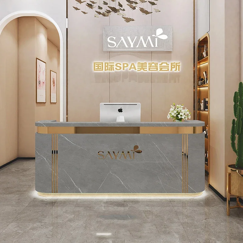 

Reception Desk Luxury Help Table Atelier Cafe Counter Elegant Office Salon Business Bank Aesthetic Home Bureau Muebles Armable