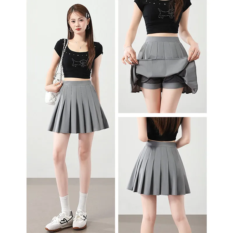Ice Silk Pleated Skirt for Women Quick Dry Badminton Tennis Skirt Summer Anti-Flash A-Line Sports Short Skirt Outdoor