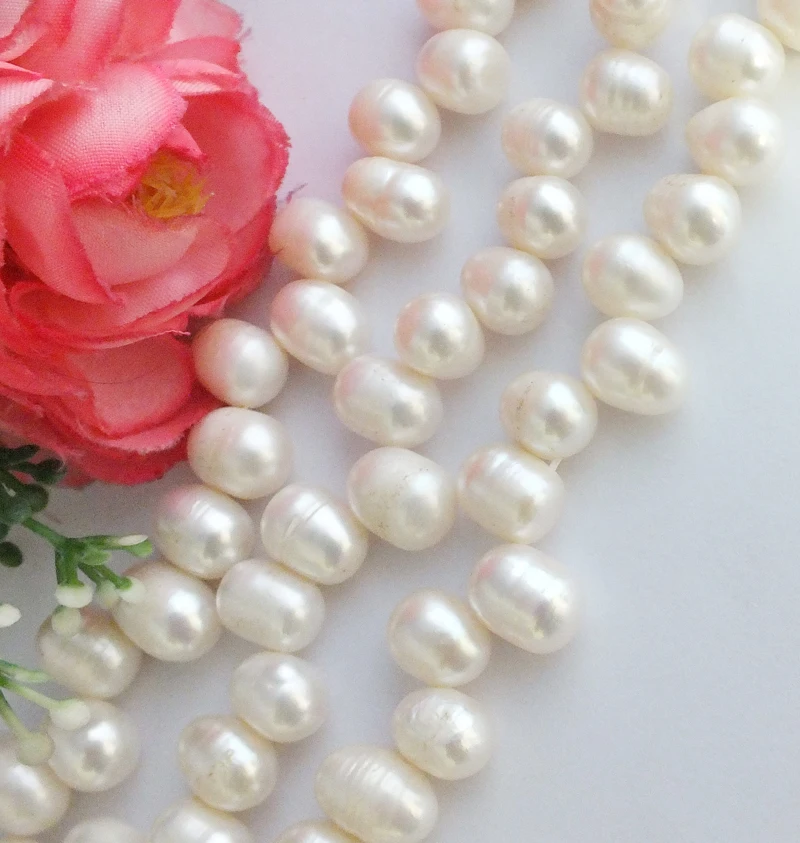 

5PCS 8-9MM white water droplets shape dance Pearl Loose Beads 15"