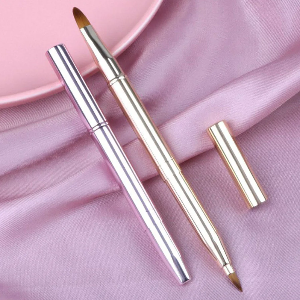 2Pcs Lip Brush Makeup Brush for Lip Cream Balm Gloss Application Portable Compact with Cap Professional Makeup Tool for Women