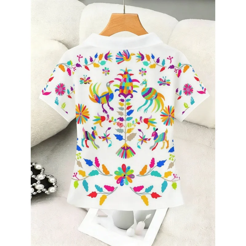 New 2026 Women's Stylish, Versatile, Button-Free Shirt Featuring a Floral Print; a Perfect Top for Commuting.
