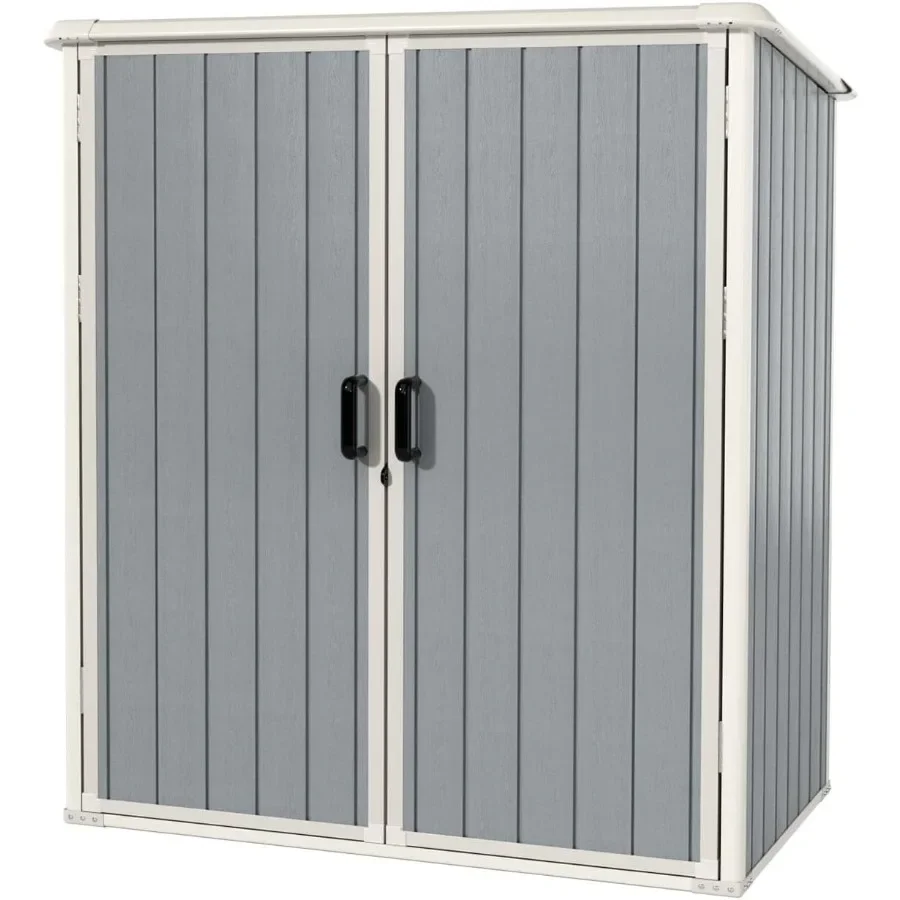 5 x 3Ft Resin Shed with Floor and Lockable Door, Grey