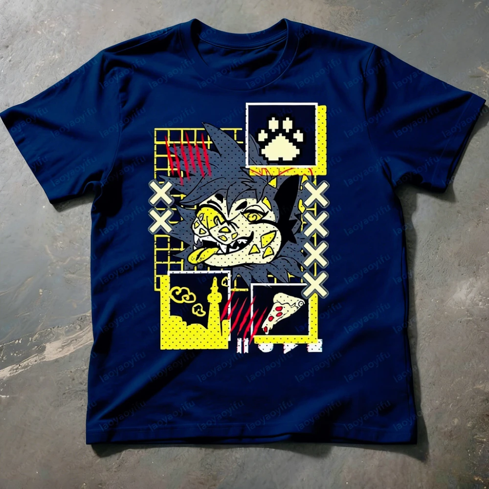 Feral Furry Graphic T-Shirt Cyber Fashion Style Wolf Design Shirt Fursona Fandom Lover Tshirt Men Unisex Modern Tee Cotton Tops