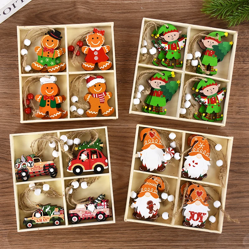 

12Pc Christmas Wooden Pendant Gingerbread Man Xmas Tree Hanging For Home Decora Christmas Party Decoration Navidad New Year 2025