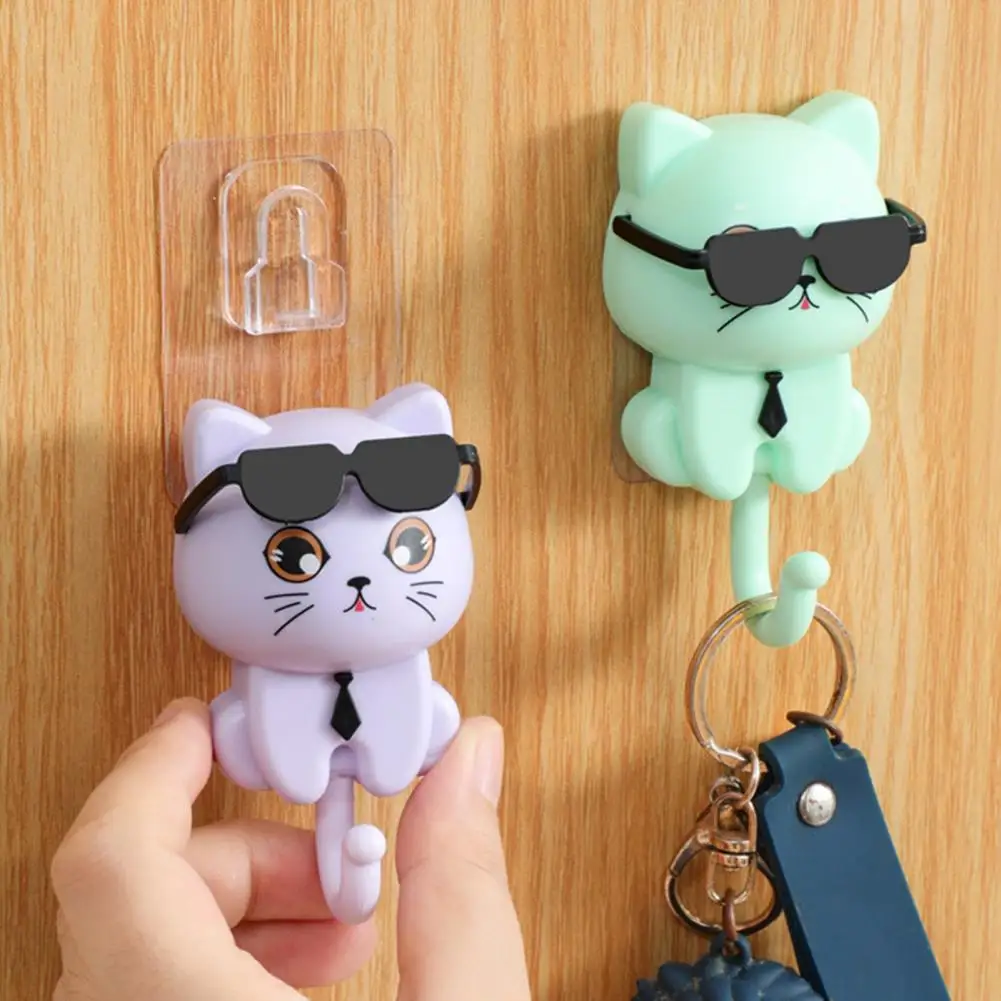 Cat Hook Cartoon Cat Shaped Coat Hook Strong Load-bearing Wall Decoration for Scarves Bags Waterproof Hanger Storage Hook Key