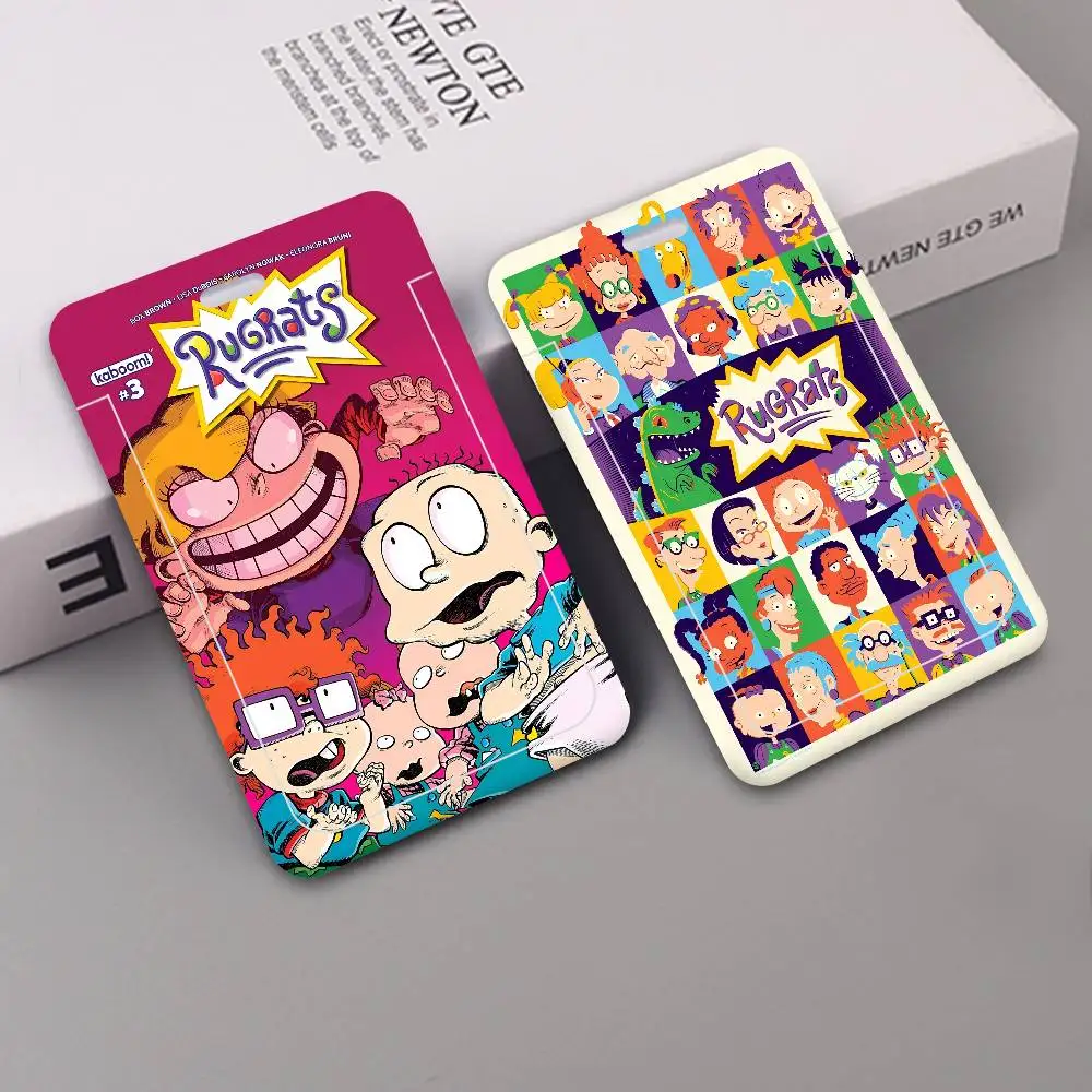 Cartoon-R-Rugrat-Anime Arbeitsausweishülle mit Umhängeband, Ausweishülle, Taschenhülle, Hülle für Ausweis, Visitenkarten, Kreditkarten, Hülle für Ausweise und Karten