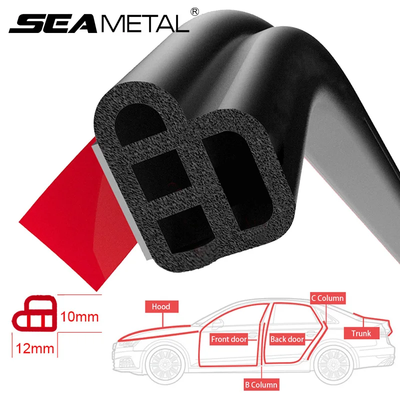 SEAMETAL Car Door Rubber Seal Strip Interior Weatherstrip for Hood Trunk Double Layer Sealing Protector Noise Insulation Strips