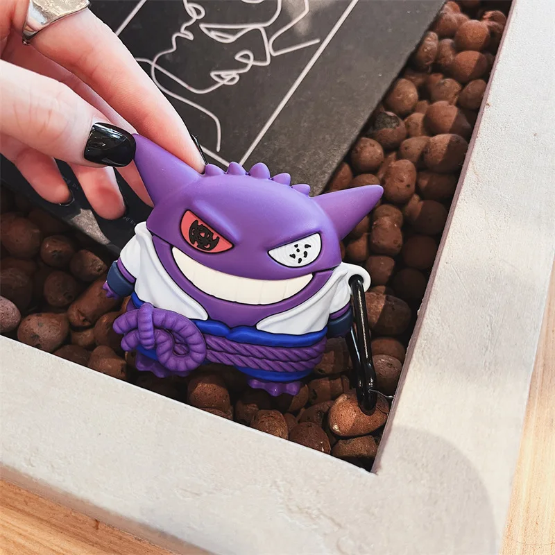 Kawaii Gengar حقيبة سماعة الاذن ل AirPods 1/2 3 Pro الكرتون سيليكون سماعة رأس بخاصية البلوتوث لينة الغطاء الواقي مع هوك الهدايا