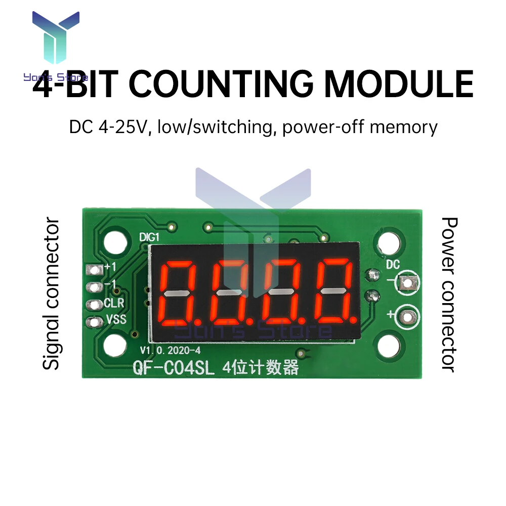 0.36 인치 0-9999 4 자리 전자 디지털 카운터 모듈 지원 DC 4-25V 전원 차단 메모리 기능이있는 넓은 전압