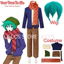 Game Your Turn To Die Shin Tsukimi Halloween Cosplay Costume Include Scarf Hat Full Set Wig