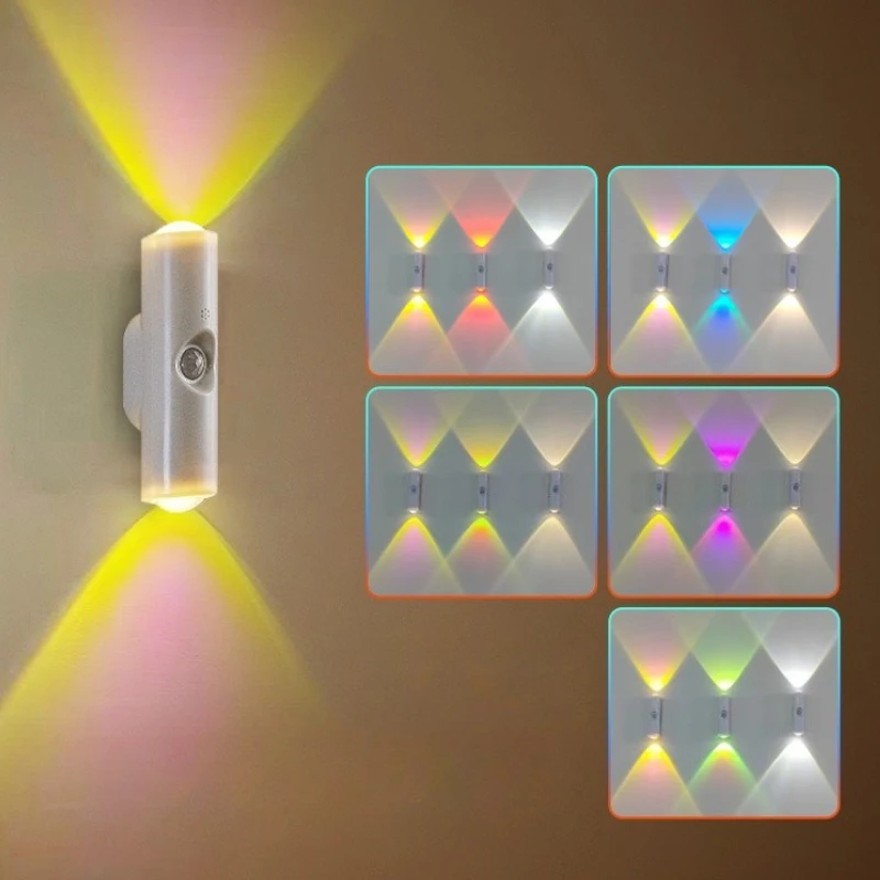 

Умный RGB градиентный ночник с магнитным датчиком движения, перезаряжаемый настенный светильник для спальни, ванной комнаты, шкафа, сада, домашнего декора